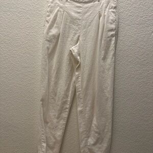 Love Tree White Linen-Blend Tapered Pants